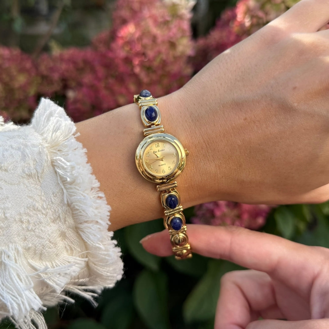 Gold Watch with Natural Stones