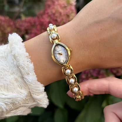 Gold Watch with Pearl
