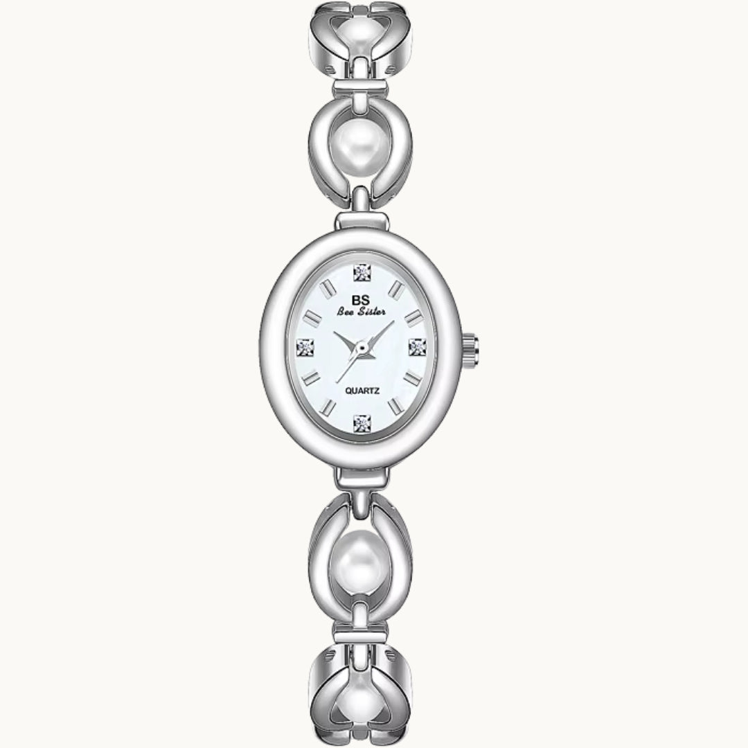 Silver Watch with Pearl