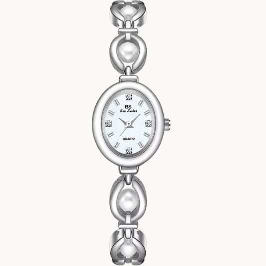 Silver Watch with Pearl